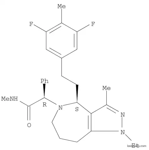 Molecular Structure of 1010389-82-8 (Pyrazolo[4,3-c]azepine-5(1H)-acetamide, 4-[2-(3,5-difluoro-4-methylphenyl)ethyl]-1-ethyl-4,6,7,8-tetrahydro-N,3-dimethyl-α-phenyl-, (αR,4S)-)